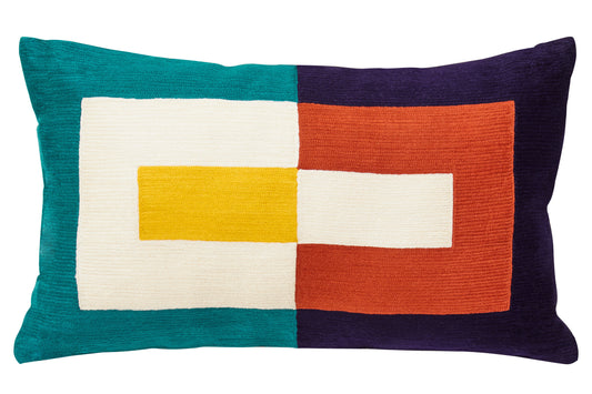 The Edit Multi Coloured Rectangular Cushion | Bali & Blue