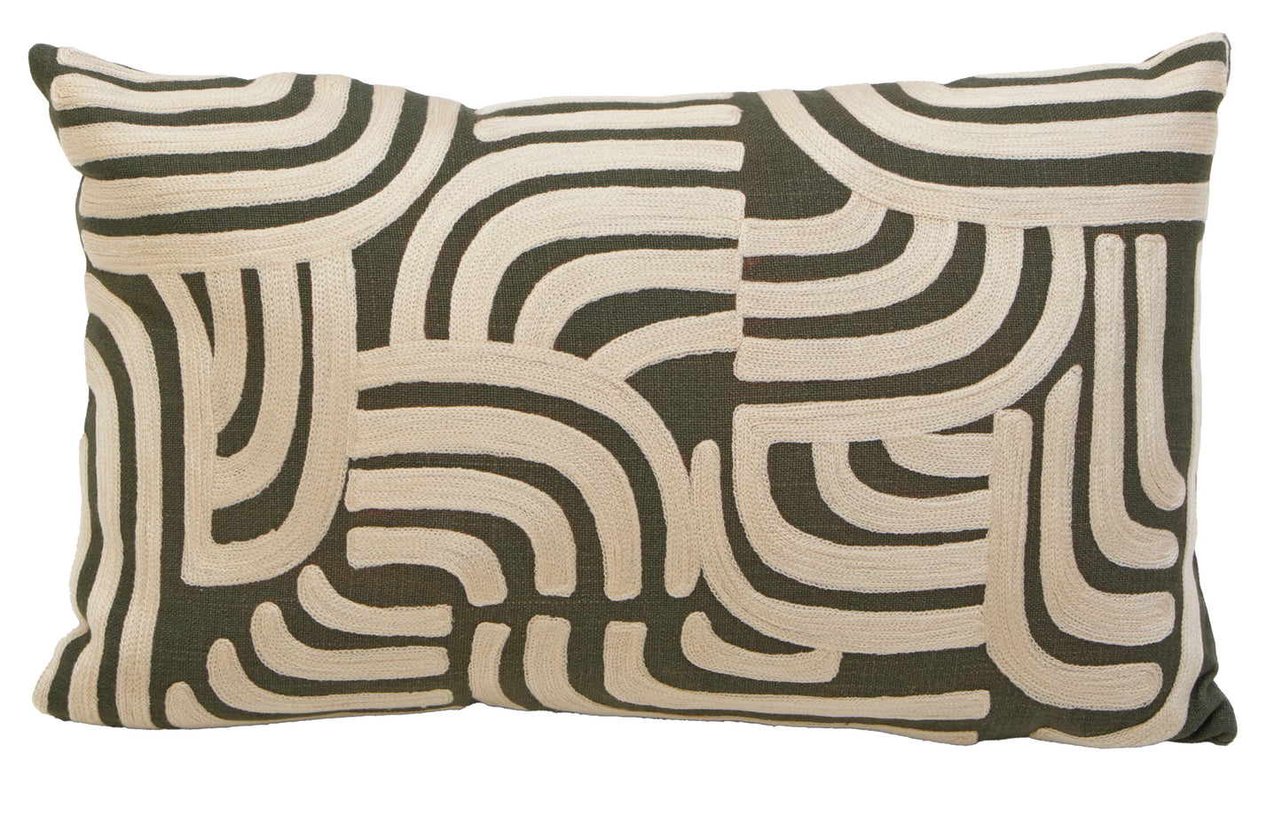 Nomad Ozella Natural and Green Rectangular Cushion