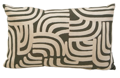 Nomad Ozella Natural and Green Rectangular Cushion