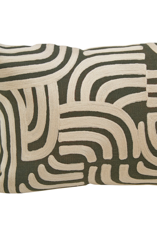 Nomad Ozella Natural and Green Rectangular Cushion