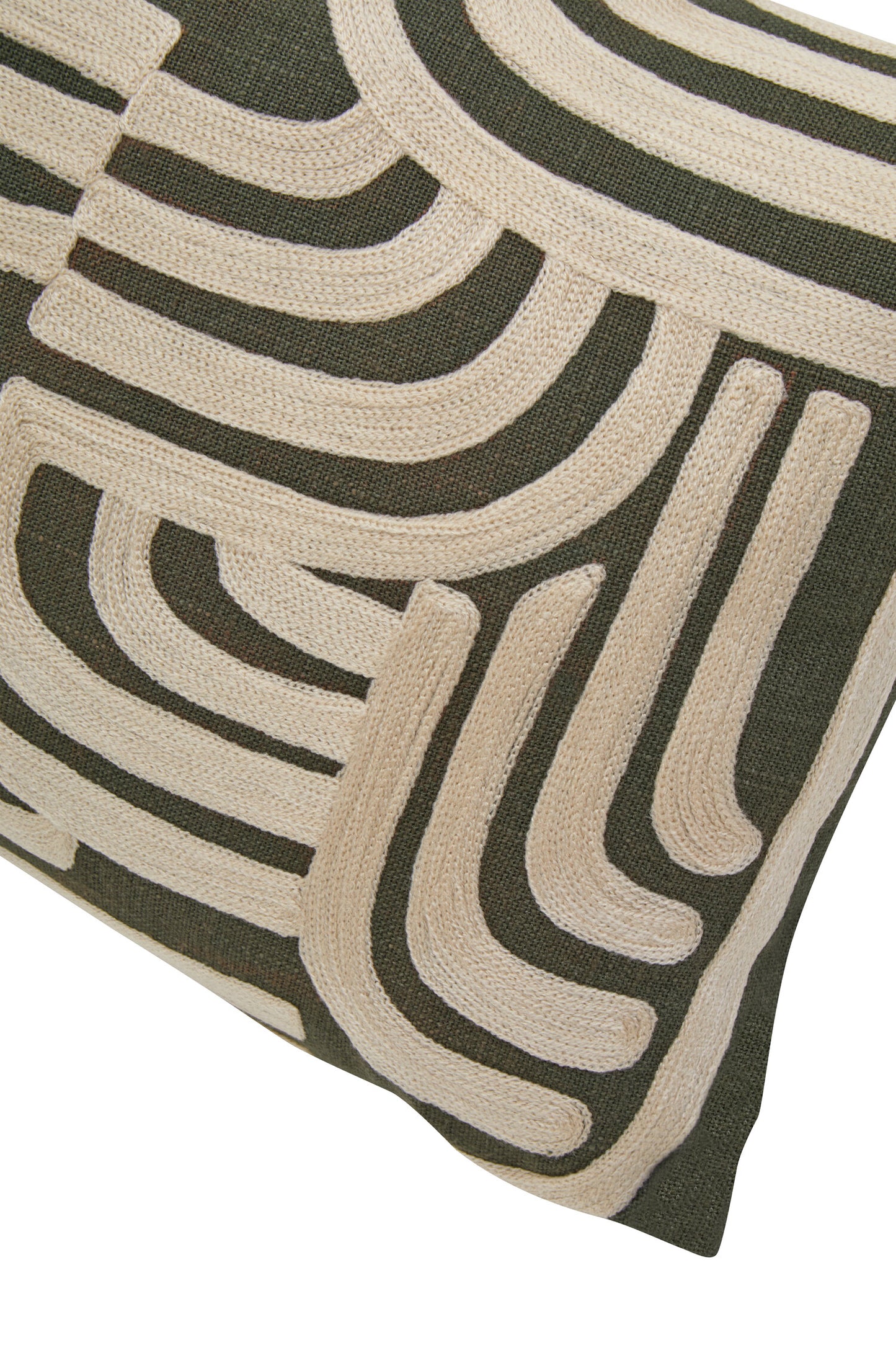 Nomad Ozella Natural and Green Rectangular Cushion