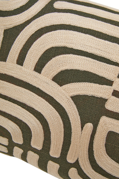 Nomad Ozella Natural and Green Rectangular Cushion