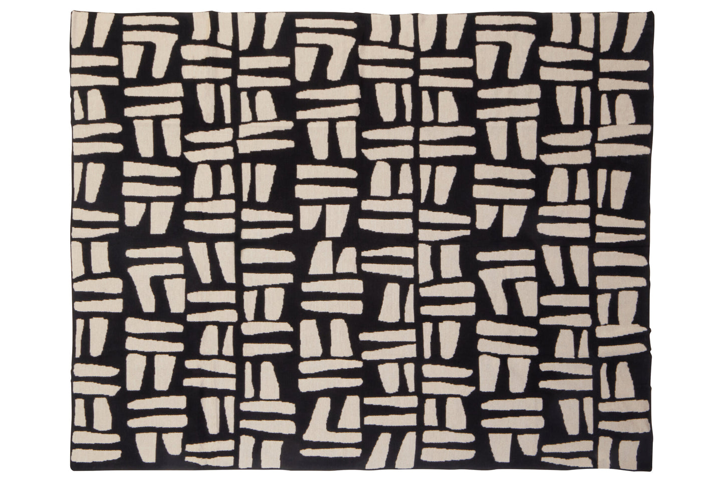 The Edit Natural Black Geometric Throw