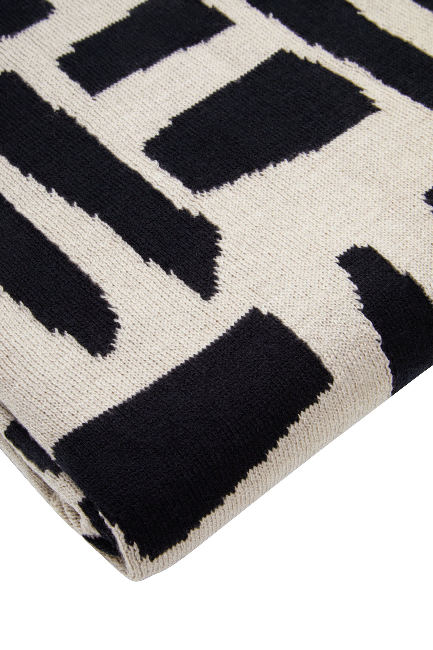 The Edit Natural Black Geometric Throw