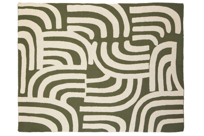 The Edit Natural Green Abstract Throw | Bali & Blue