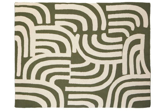 The Edit Natural Green Abstract Throw | Bali & Blue