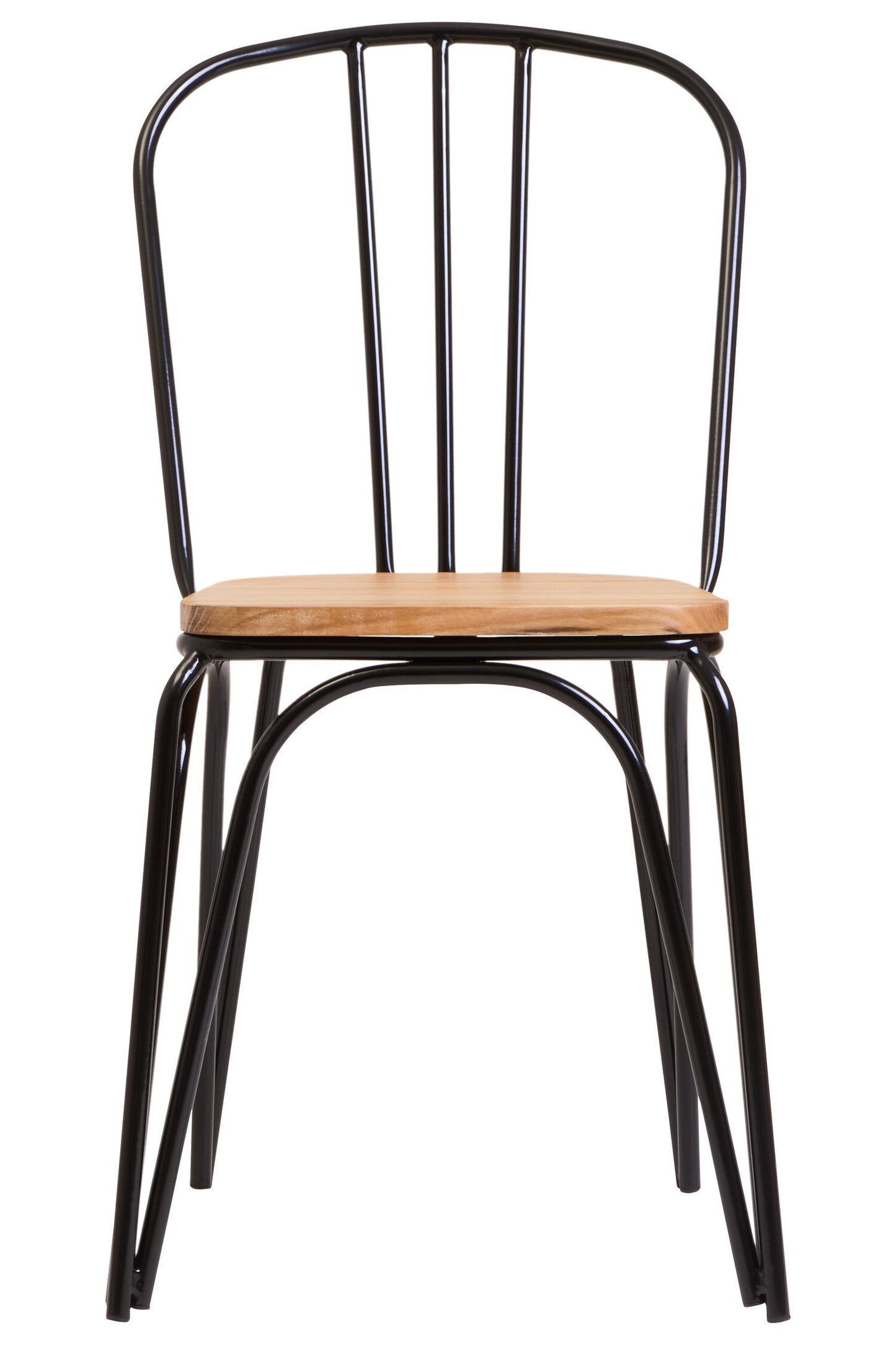 Cory Industrial Elm Wood Dining Chair with Black Metal Frame