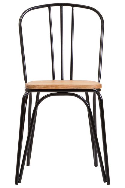 Cory Industrial Elm Wood Dining Chair with Black Metal Frame