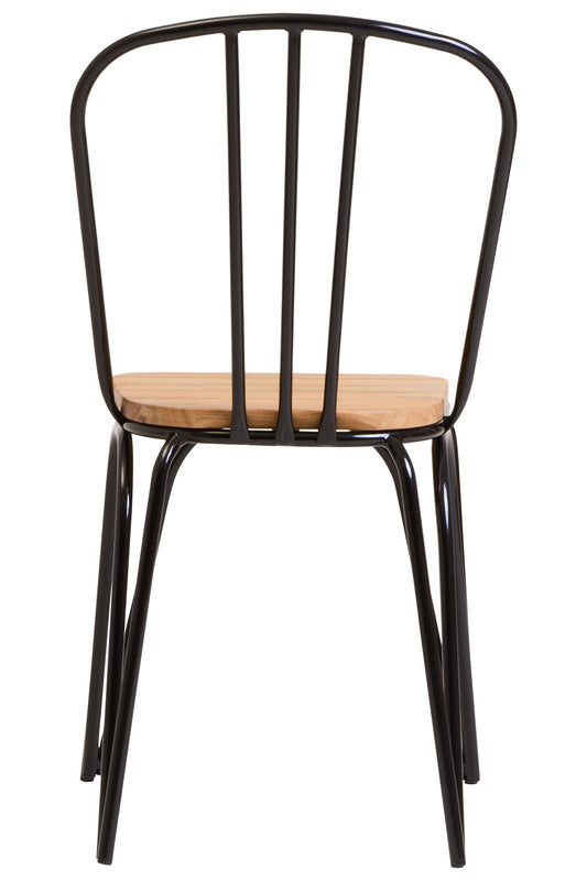 Cory Industrial Dining Chair Elm Wood Seat with Black Finish Metal Frame | Bali & Blue