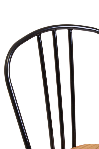 Cory Industrial Elm Wood Dining Chair with Black Metal Frame