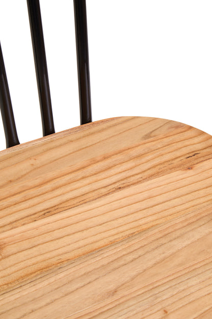 Cory Industrial Elm Wood Dining Chair with Black Metal Frame