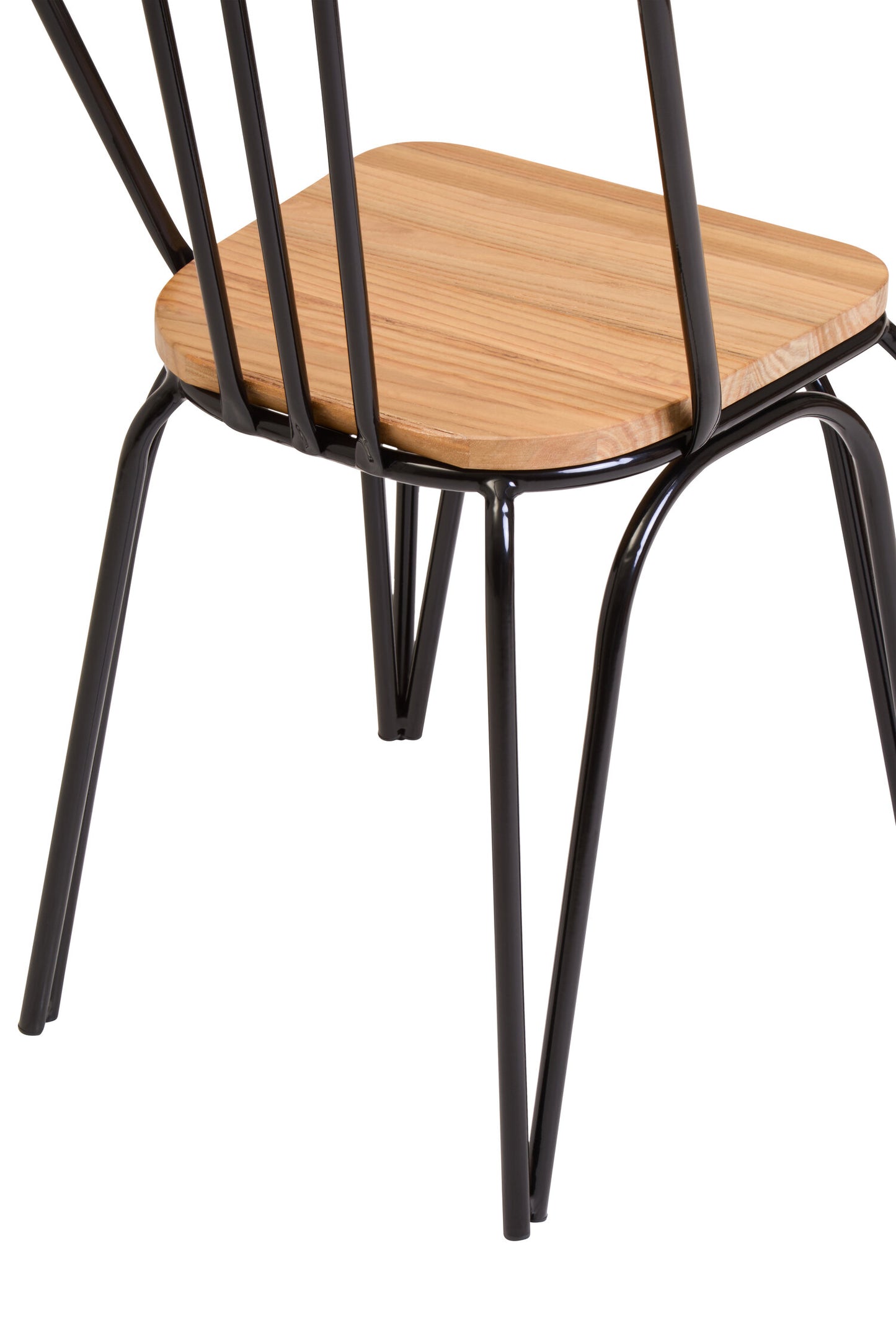 Cory Industrial Elm Wood Dining Chair with Black Metal Frame