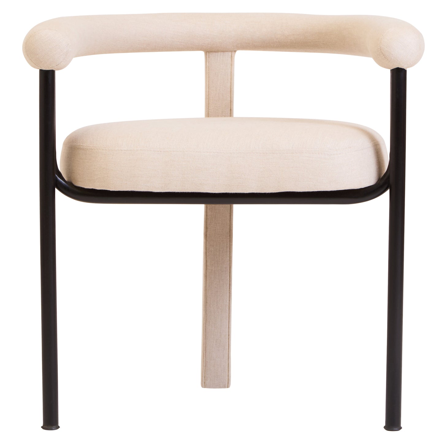 Napoli Cream Textured Linen Dining Chair with Black Metal Frame