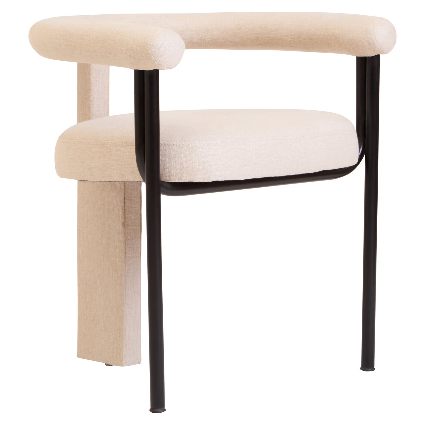 Napoli Cream Textured Linen Dining Chair with Black Metal Frame