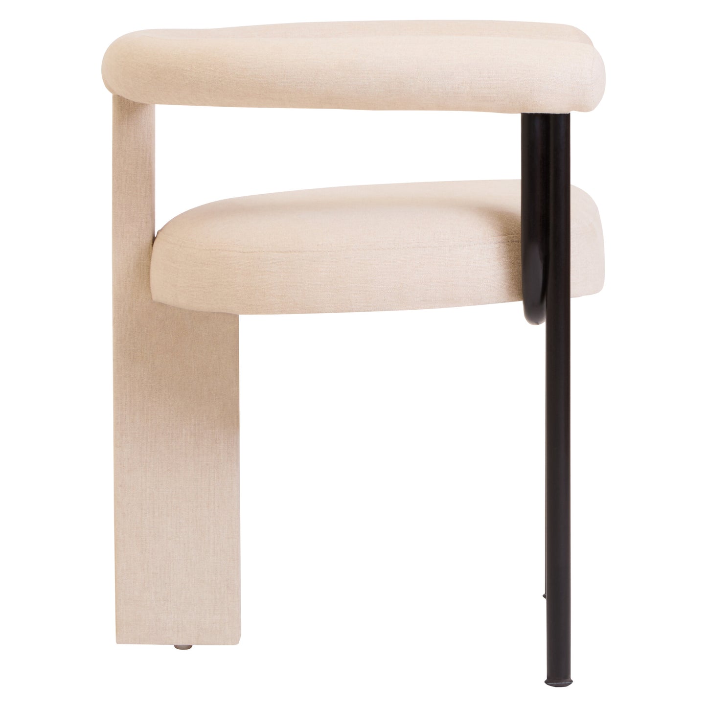 Napoli Cream Textured Linen Dining Chair with Black Metal Frame