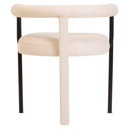 Napoli Cream Textured Linen Dining Chair with Black Metal Frame