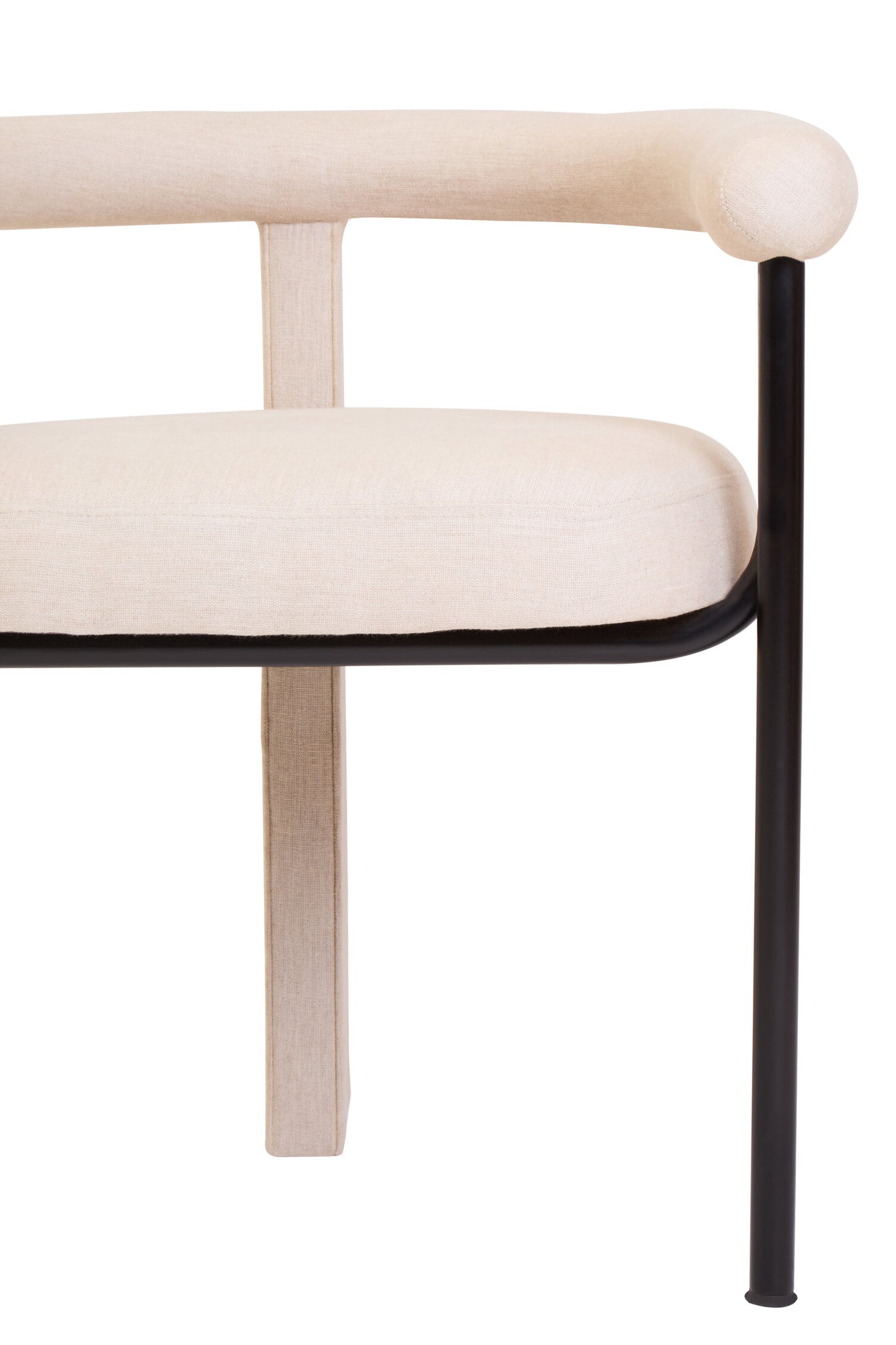 Napoli Cream Textured Linen Dining Chair with Black Metal Frame