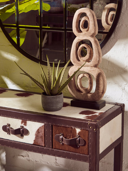 Luxe Decor Natural Mango Wood Stacked Ring Sculpture