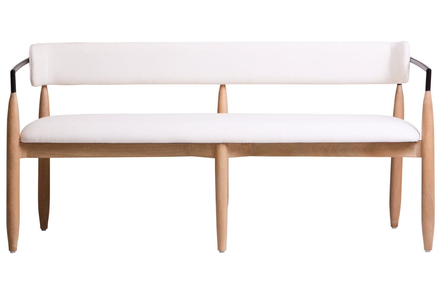 Milan Cream Textured Fabric Dining Bench with Wood Frame