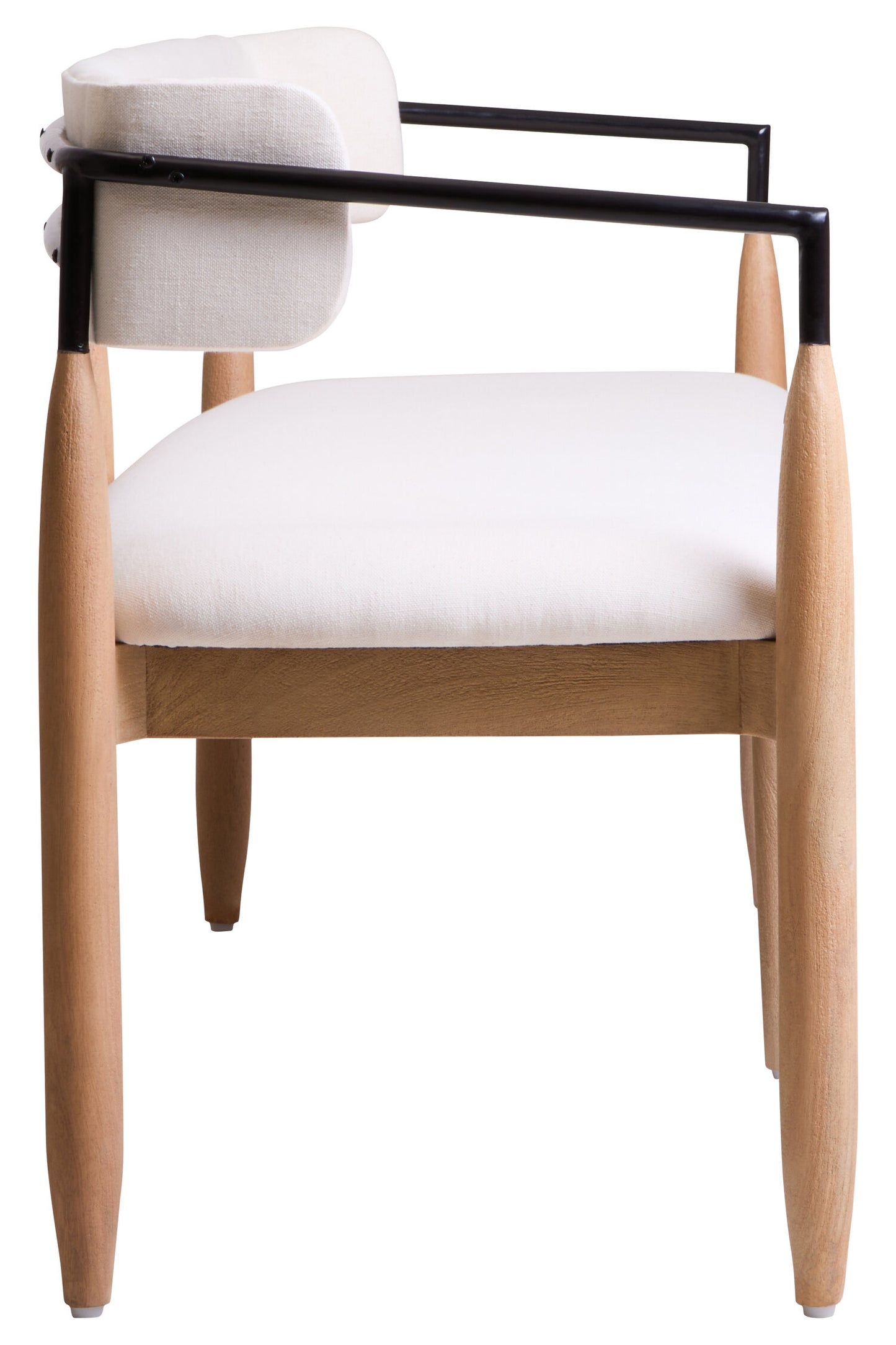 Milan Cream Textured Fabric Dining Bench with Wood Frame