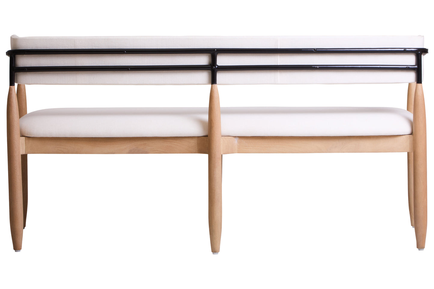 Milan Cream Textured Fabric Dining Bench with Wood Frame