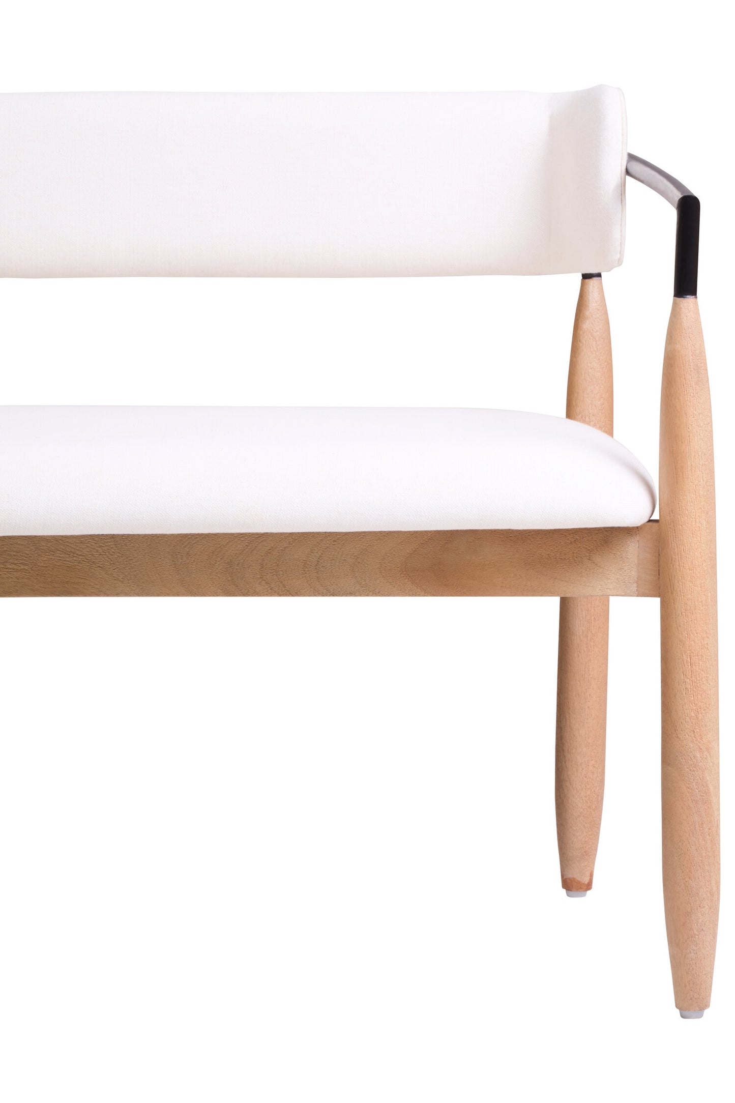 Milan Cream Textured Fabric Dining Bench with Wood Frame