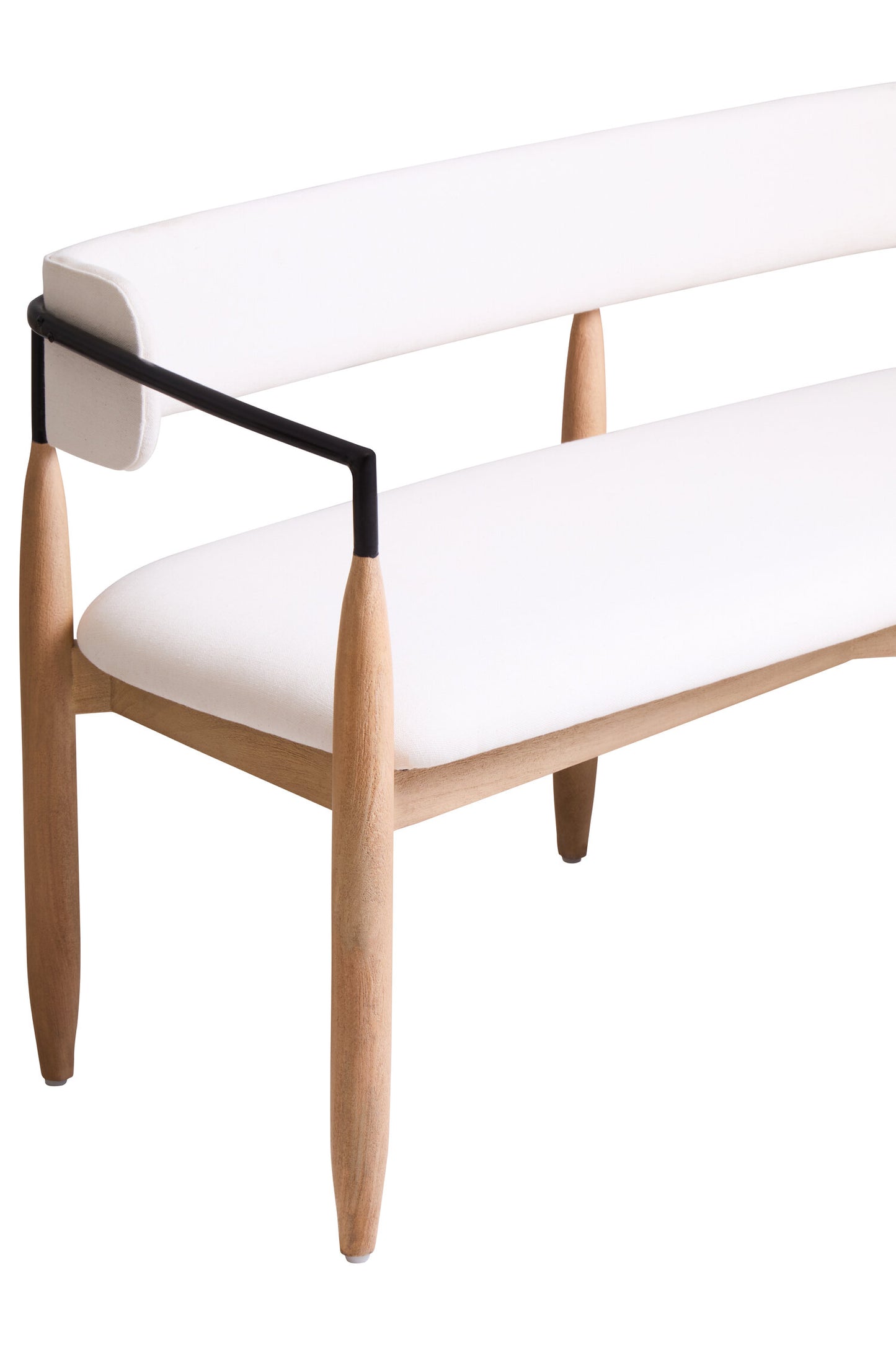 Milan Cream Textured Fabric Dining Bench with Wood Frame