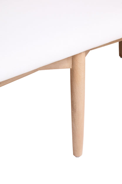 Milan Cream Textured Fabric Dining Bench with Wood Frame