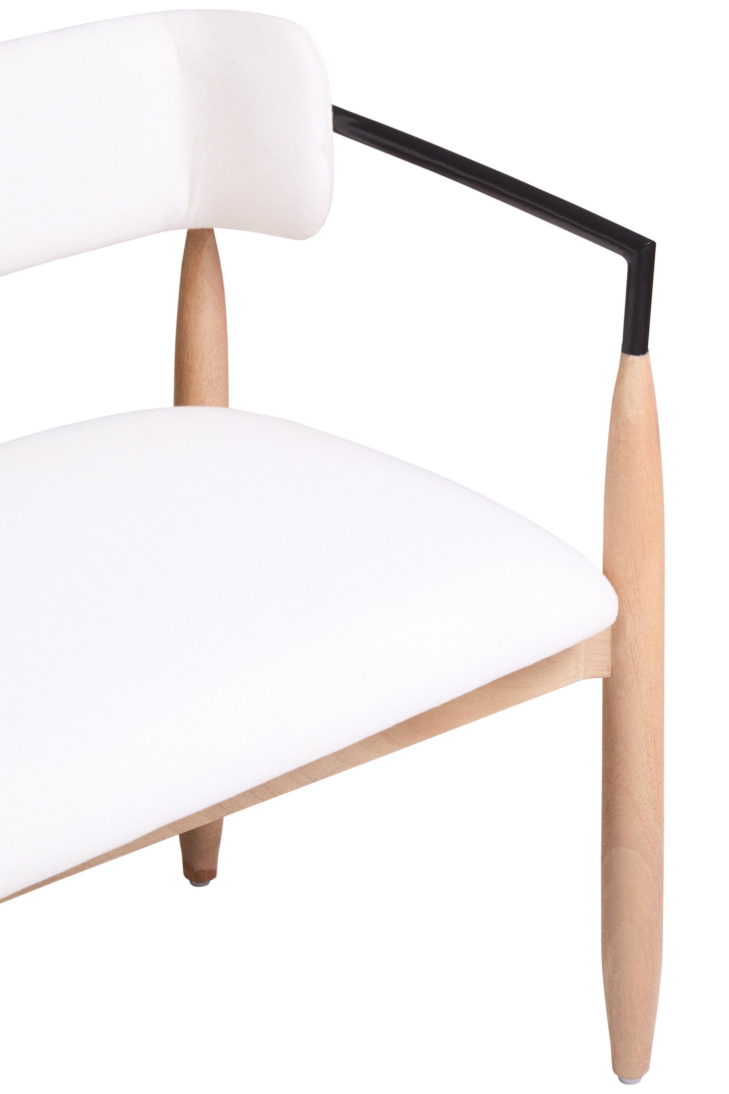 Milan Cream Textured Fabric Dining Bench with Wood Frame