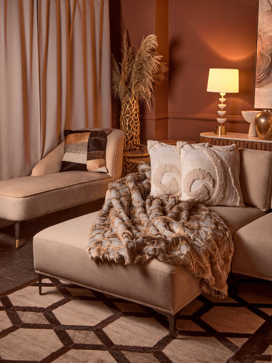 Nomad Lamina Grey and Natural Fur Throw
