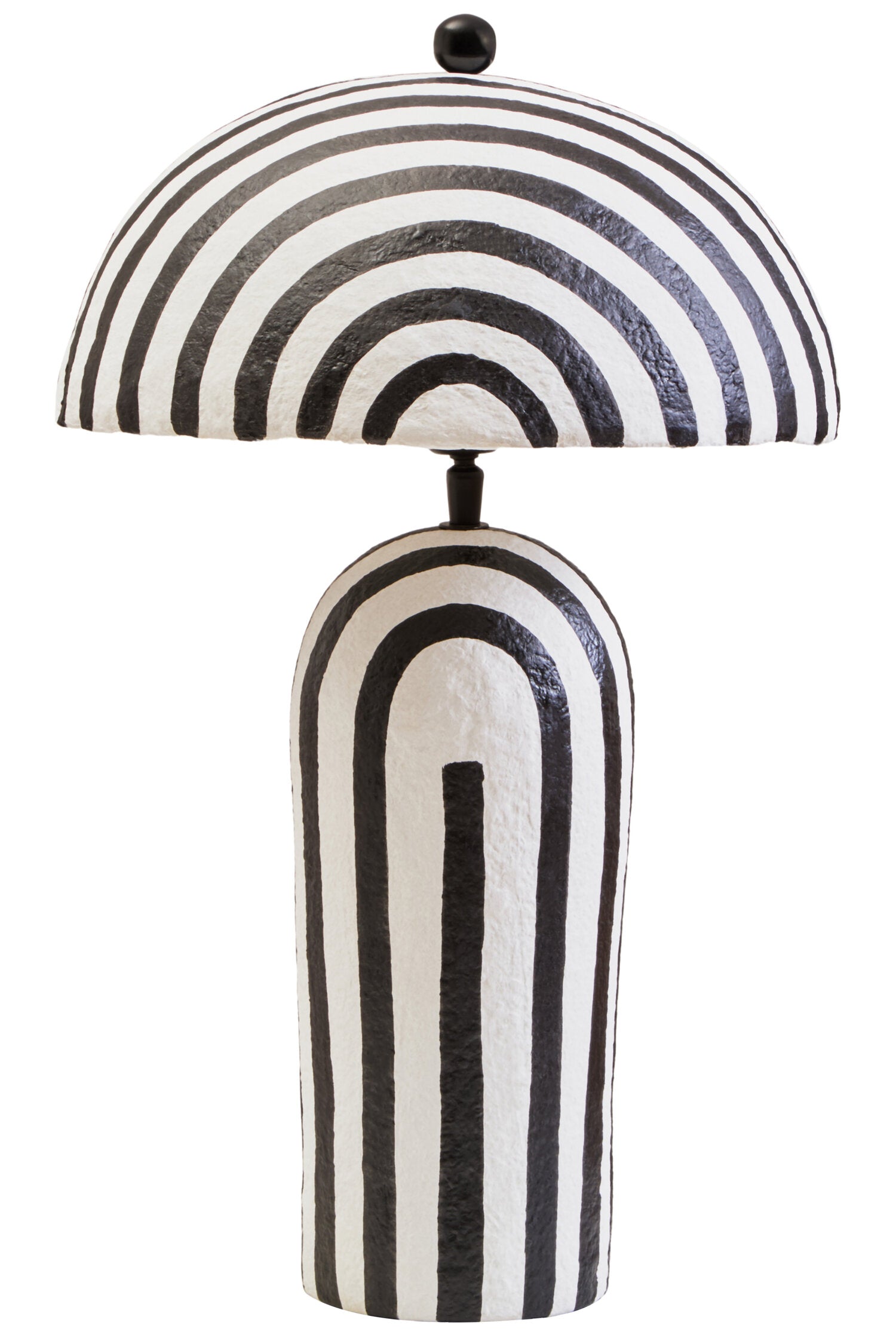 Mono Black White Stripe Papier Mache Table Lamp | Bali & Blue