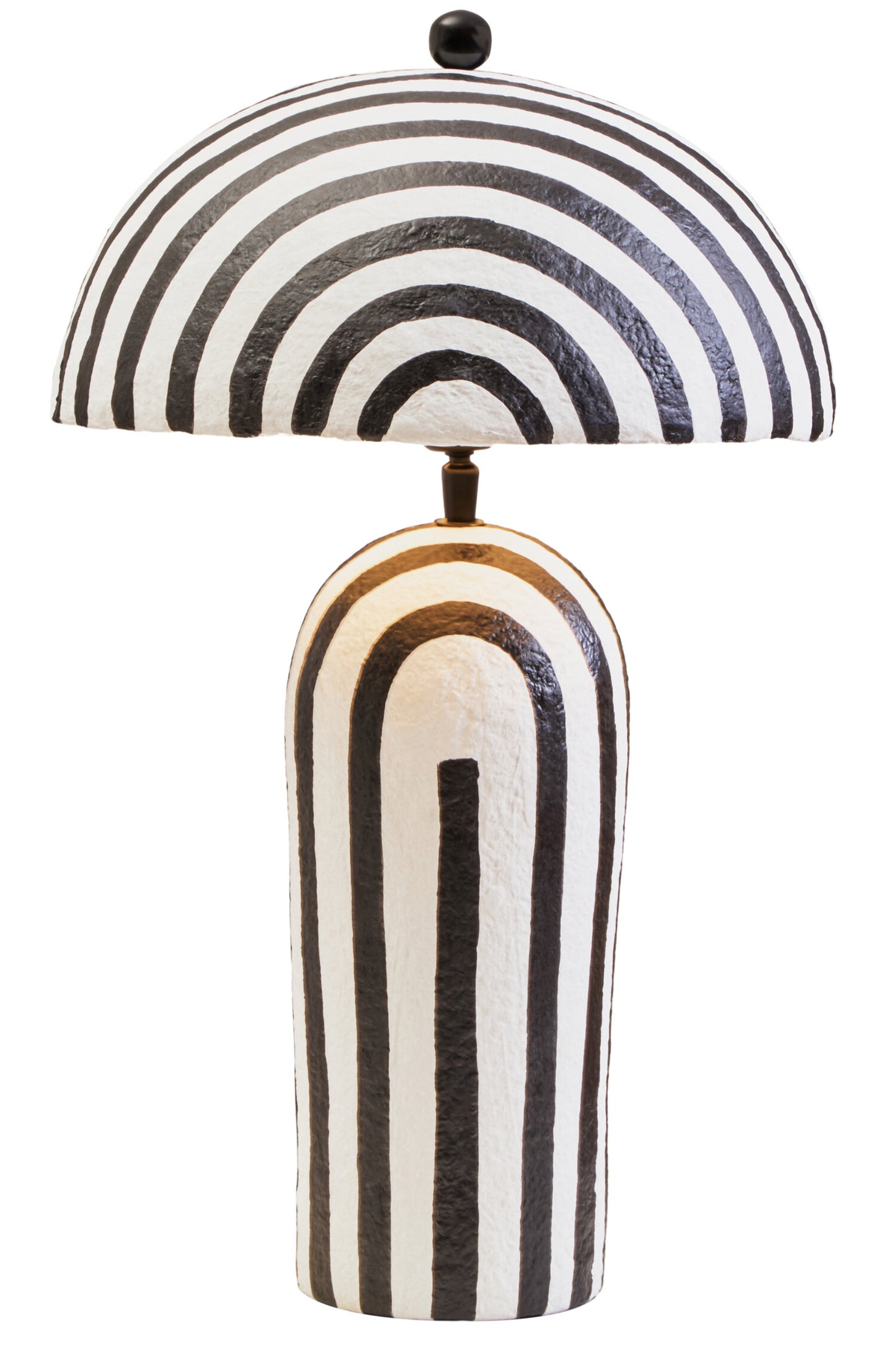 Mono Black White Stripe Papier Mache Table Lamp