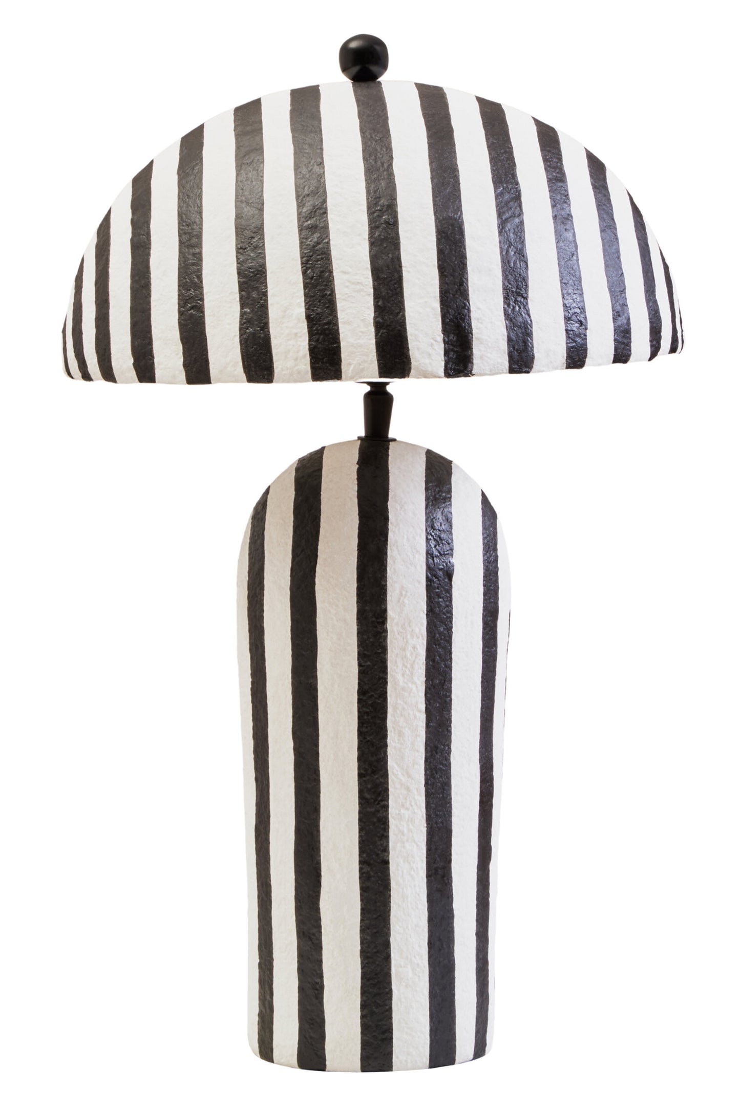 Mono Black White Stripe Papier Mache Table Lamp