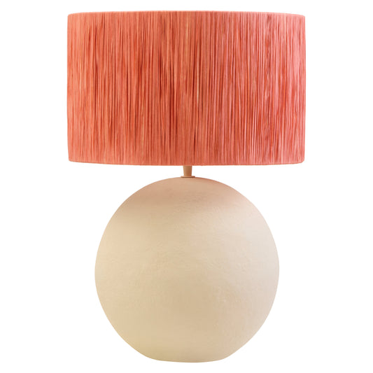 Penelope Natural Papier Mache Rust Raffia Table Lamp | Bali & Blue