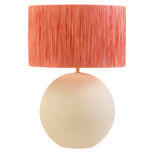 Penelope Natural Papier Mache Rust Raffia Table Lamp