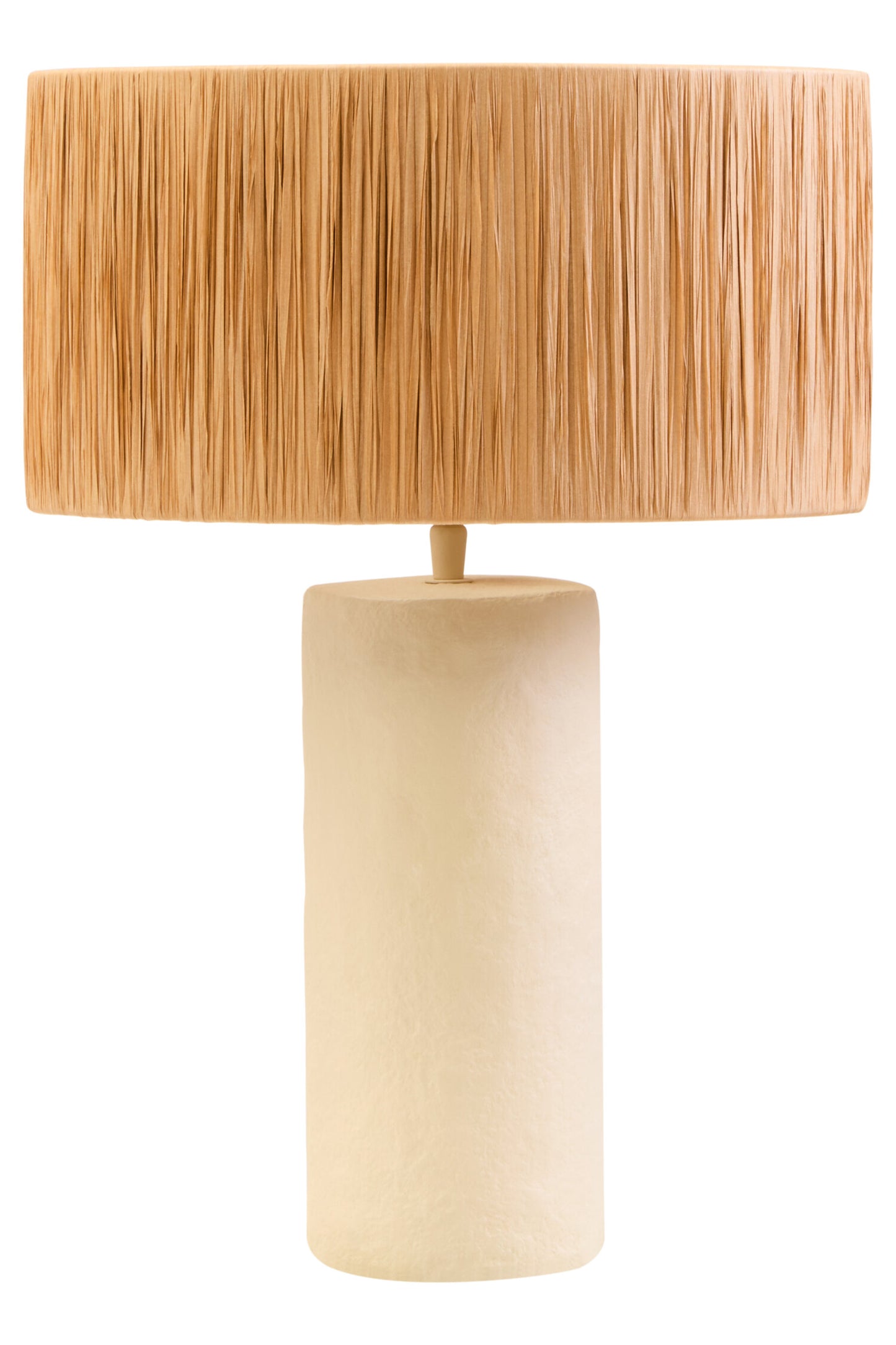 Mono Natural Papier Mache Table Lamp with Natural Raffia Shade