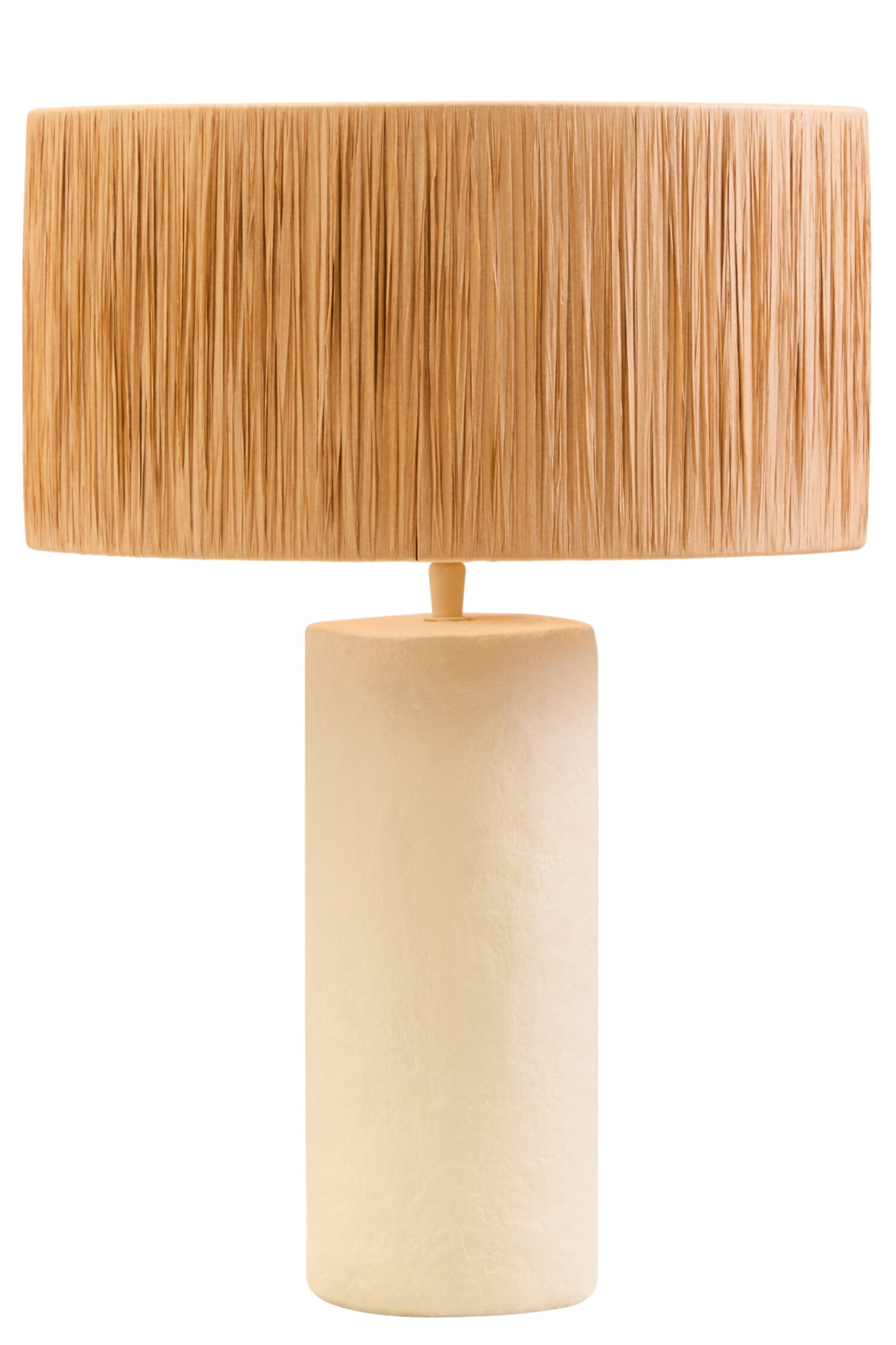 Mono Natural Papier Mache Table Lamp with Natural Raffia Shade