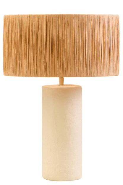 Mono Natural Papier Mache Table Lamp with Natural Raffia Shade