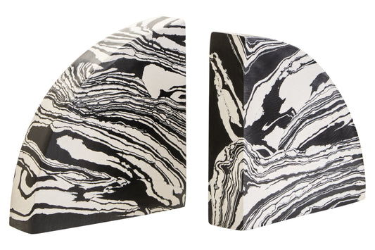 Luxe Decor Black White Marble Set of 2 Bookends