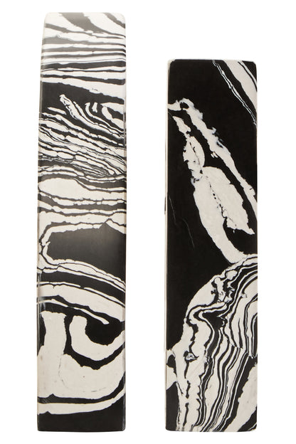 Luxe Decor Black White Marble Set of 2 Bookends