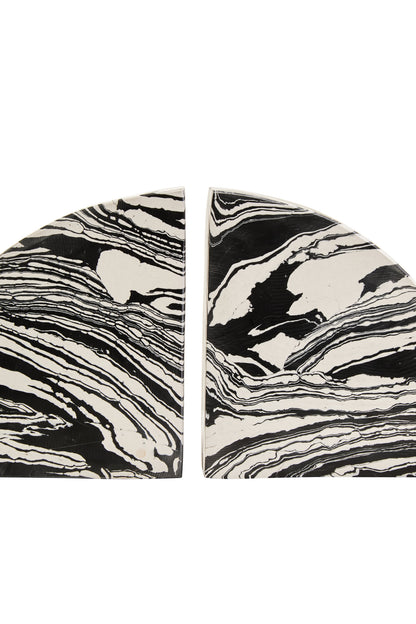 Luxe Decor Black White Marble Set of 2 Bookends