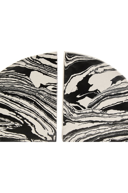 Luxe Decor Black White Marble Set of 2 Bookends