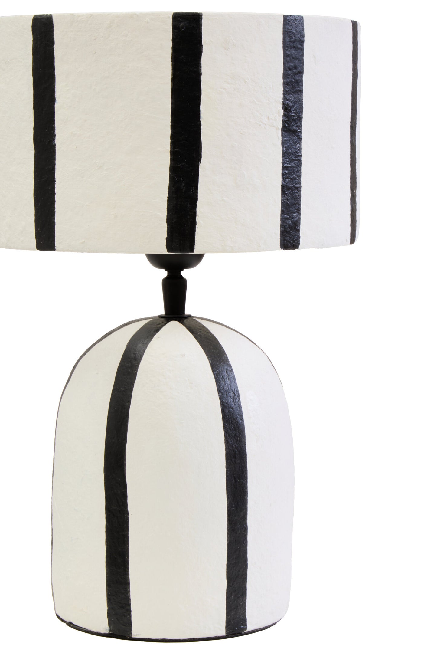 Mono Black and White Stripe Papier Mache Table Lamp