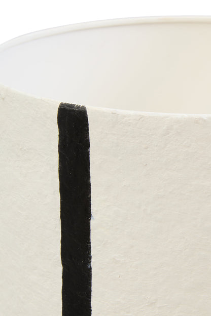 Mono Black and White Stripe Papier Mache Table Lamp