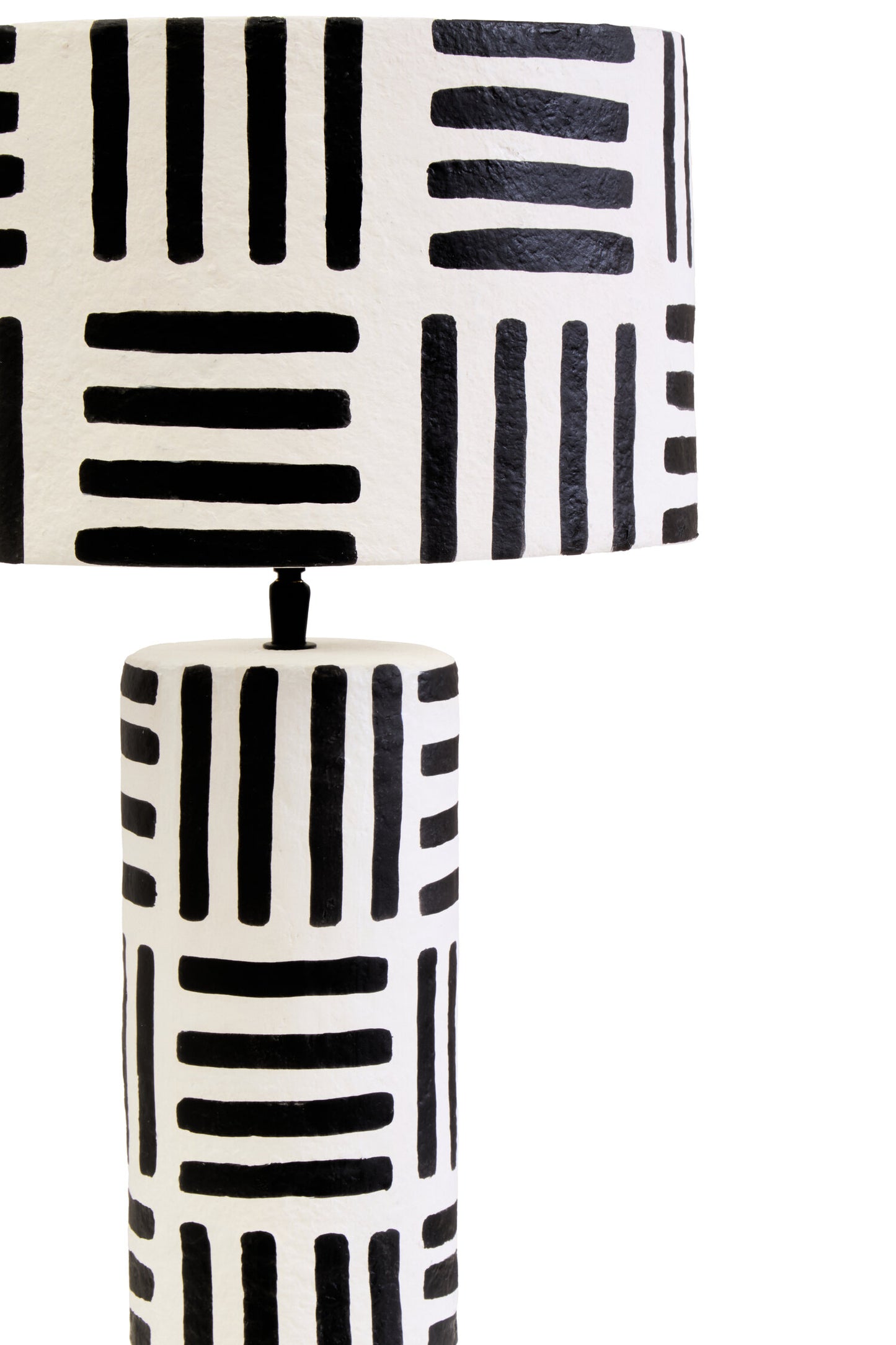 Mono Black White Geometric Papier Mache Table Lamp