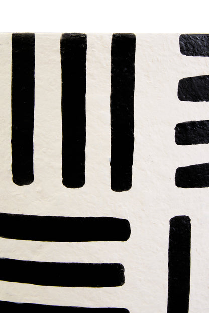 Mono Black White Geometric Papier Mache Table Lamp