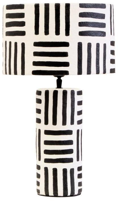 Mono Black White Geometric Papier Mache Table Lamp