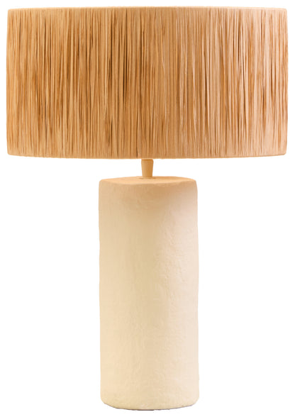 Mono Natural Papier Mache Table Lamp with Natural Raffia Shade