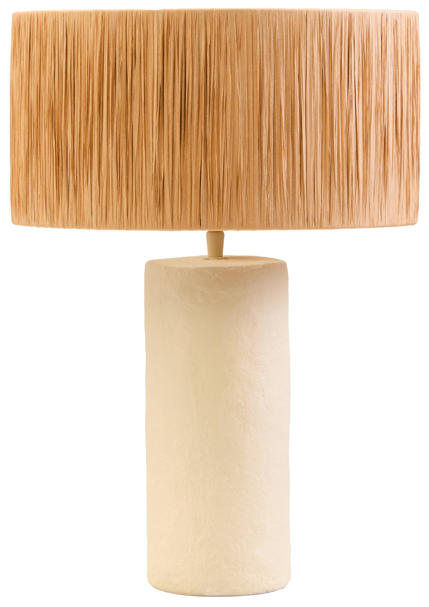 Mono Natural Papier Mache Table Lamp with Natural Raffia Shade