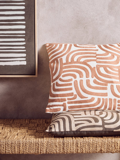 Nomad Ozella Natural and Terracotta Square Cushion